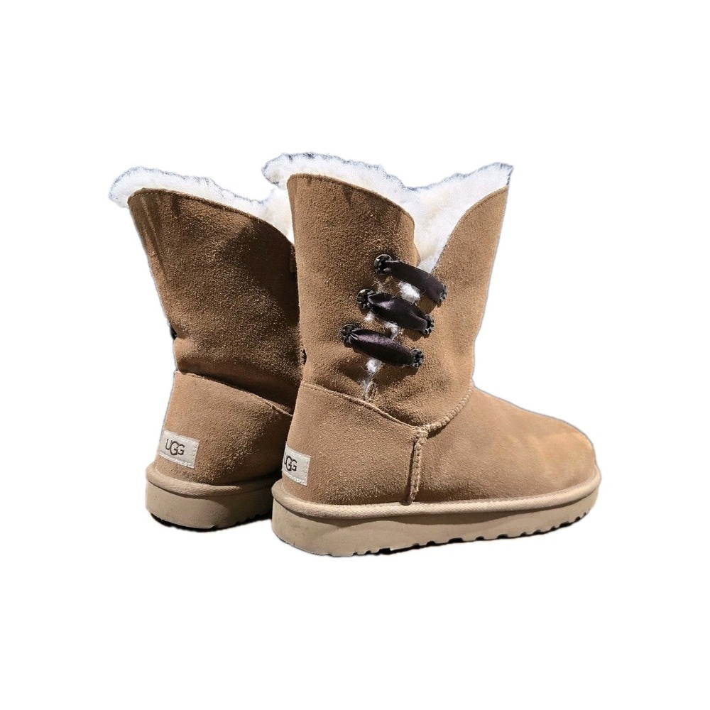 UGG MARCIELA II CHESTNUT LEATHER SHEEPSKIN CUFF BUTTON BOOTS SIZE US 9/UK 7